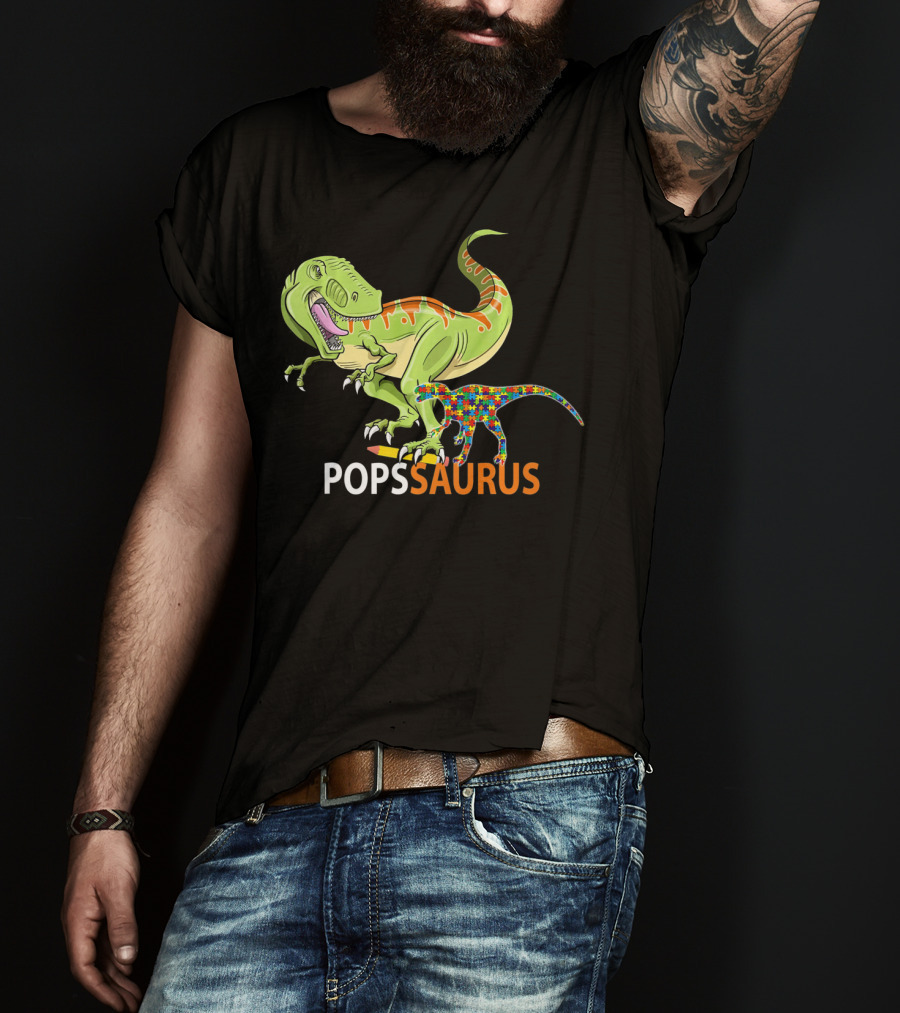 POPS Saurus Auntsaurus Autism Dinosaur Puzzle T-Shirt