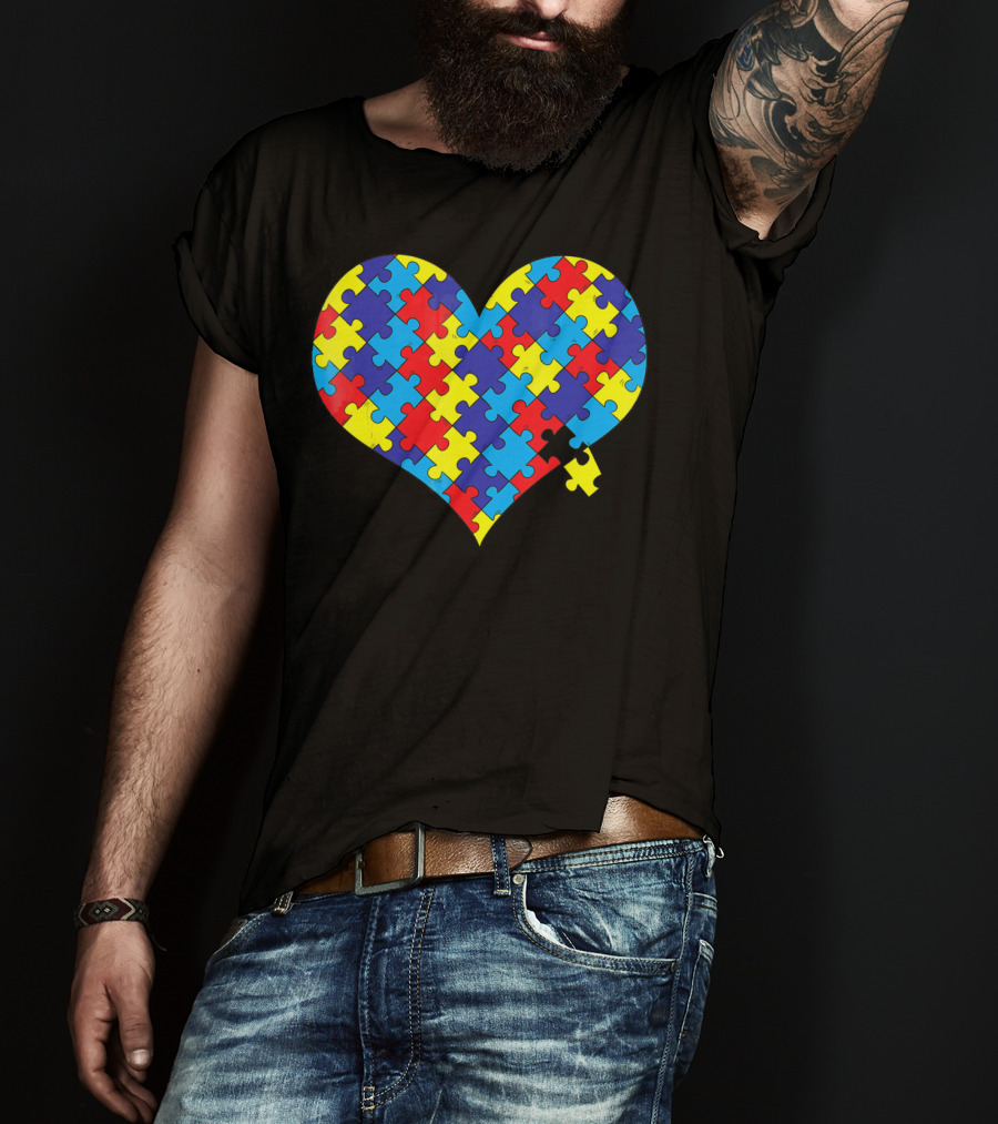 Colorful Autism Awareness Heart Puzzle T-Shirt