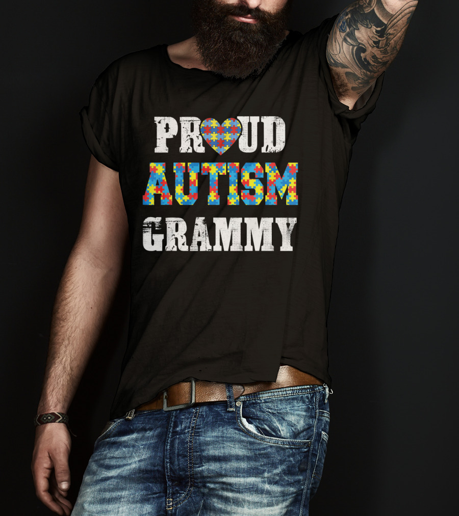 Proud Autism Grammy Puzzle Piece Heart Autism Awareness T-Shirt