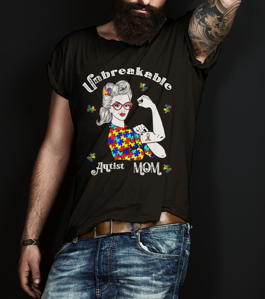 Unbreakable Autist Mom Puzzle Piece T-Shirt