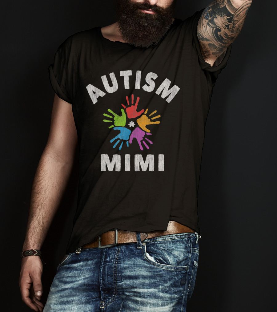 Autism Awareness Autism Mimi Colorful Handprints T-Shirt