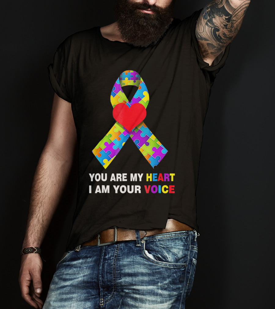 You Are My Heart Autism Awareness Puzzle Ribbon I Am Your Voice T-Shirt