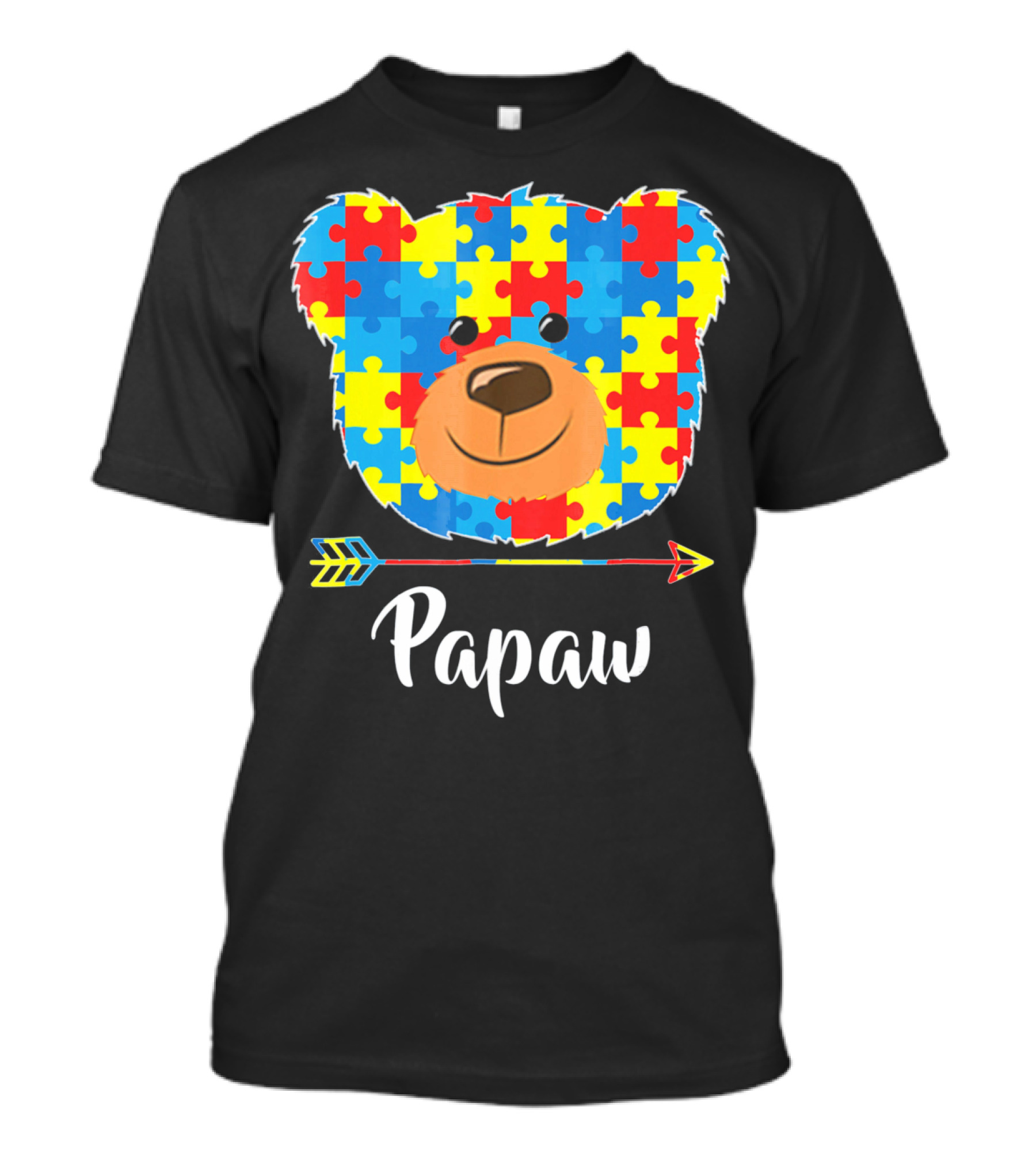 Papaw Bear Puzzle Face Autism Awareness T-Shirt