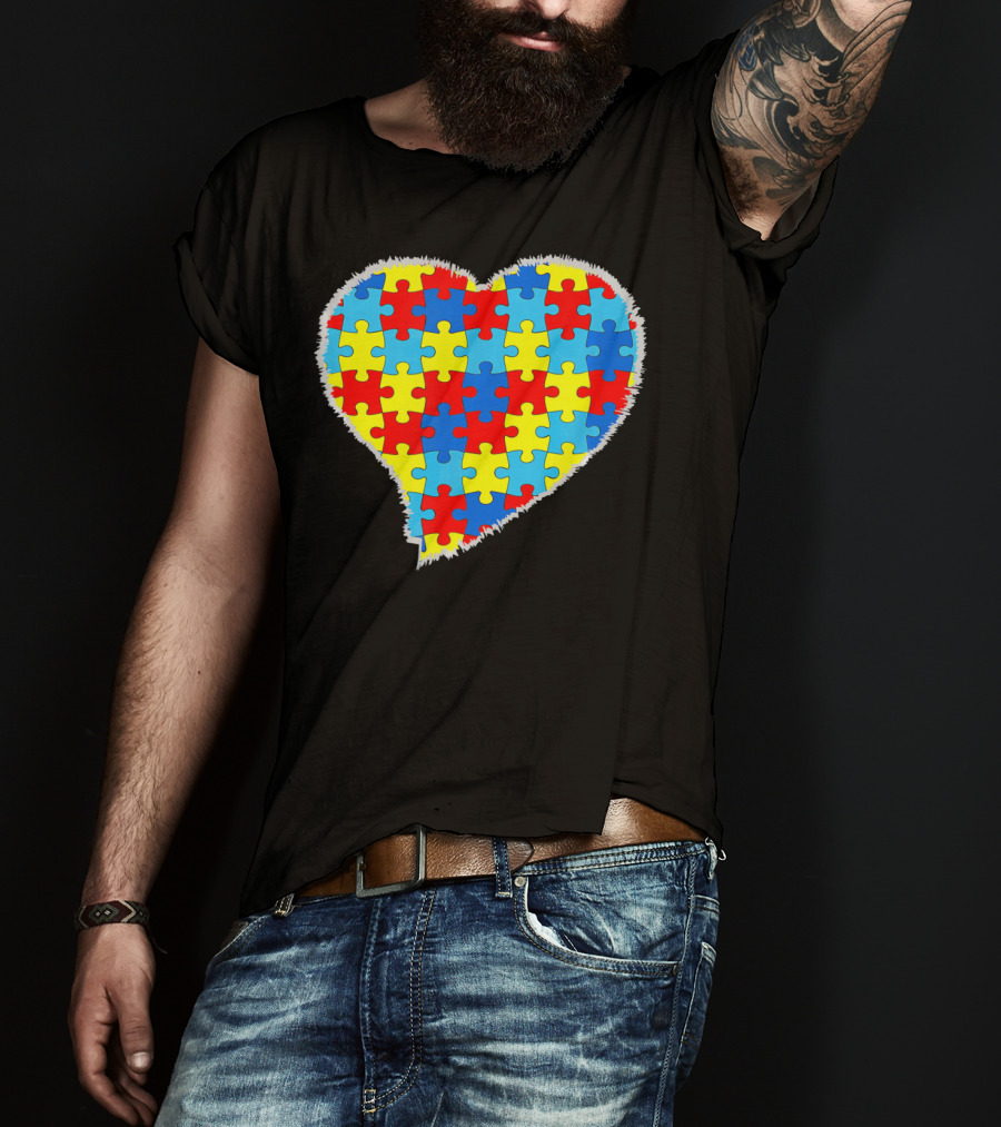 Autism Puzzle Pieces Heart Awareness T-Shirt