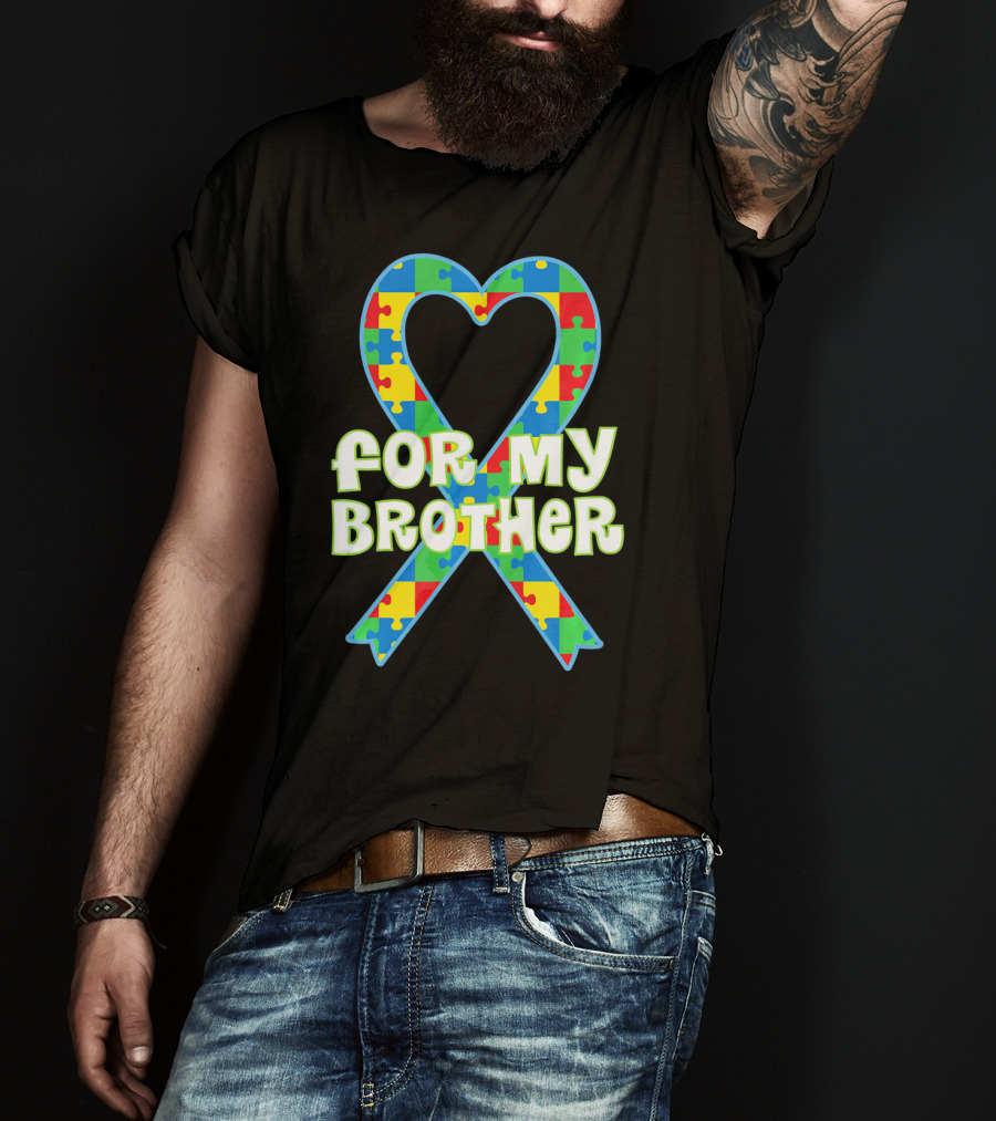For My Brother Autism Awareness Puzzle T-Shirt