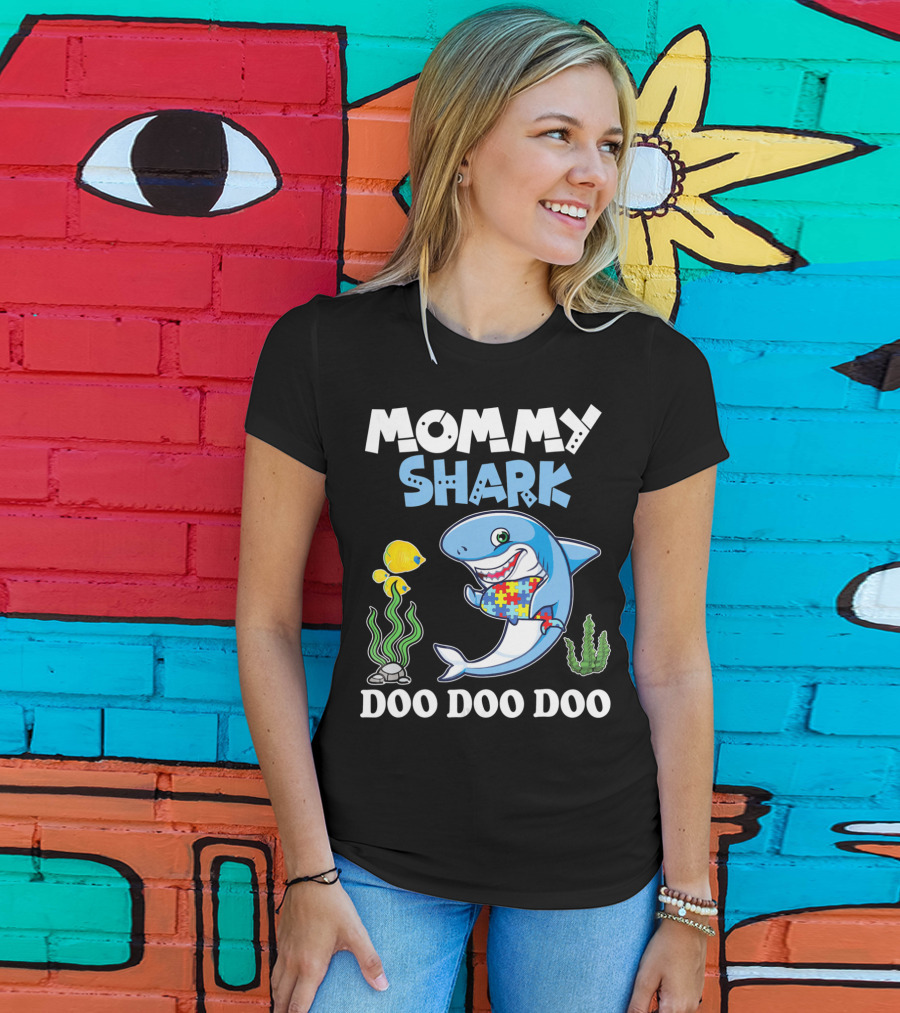 Mommy Shark Doo Doo Doo Puzzle Fish Sea Plants T-Shirt