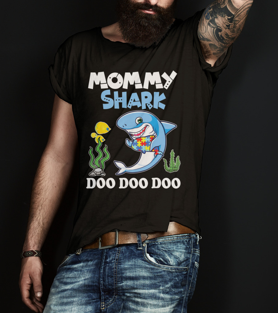 Mommy Shark Doo Doo Doo Puzzle Fish Sea Plants T-Shirt