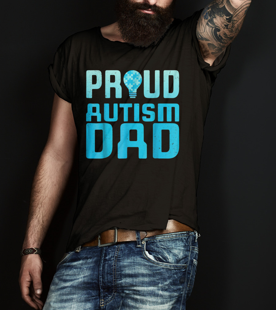 Proud Autism Dad Light Bulb Puzzle T-Shirt