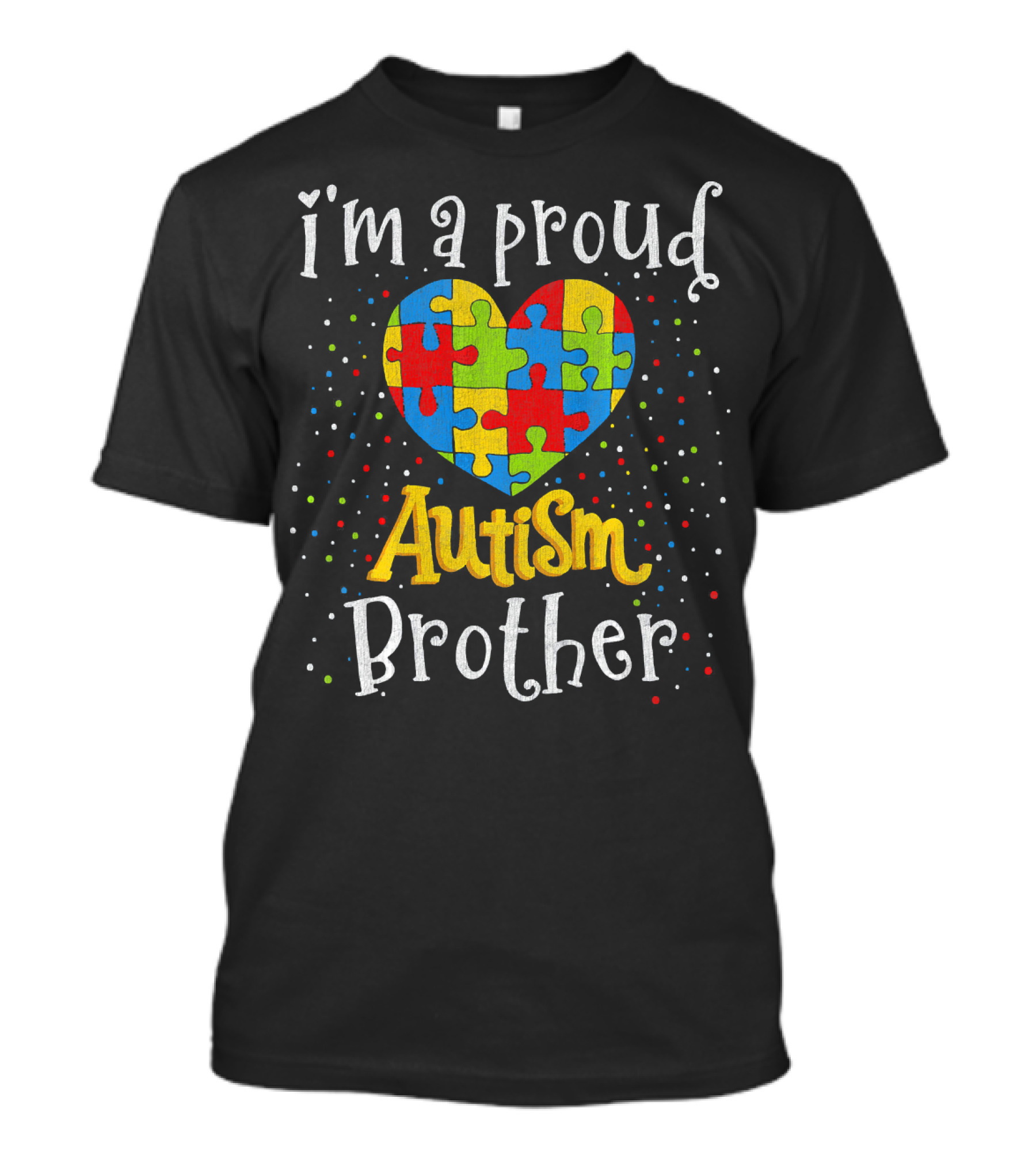 I'm A Proud Autism Brother Autism Awareness Heart Puzzle T-Shirt