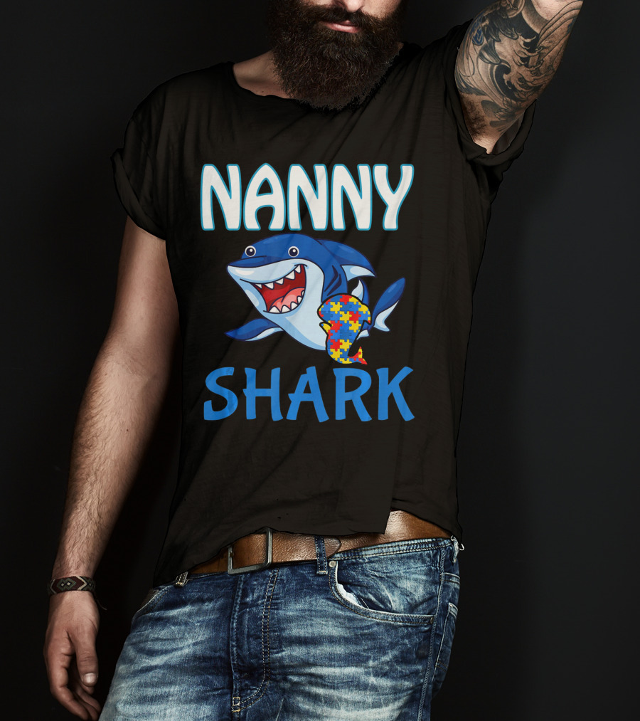 Nanny Shark Autism Awareness Puzzle Piece T-Shirt