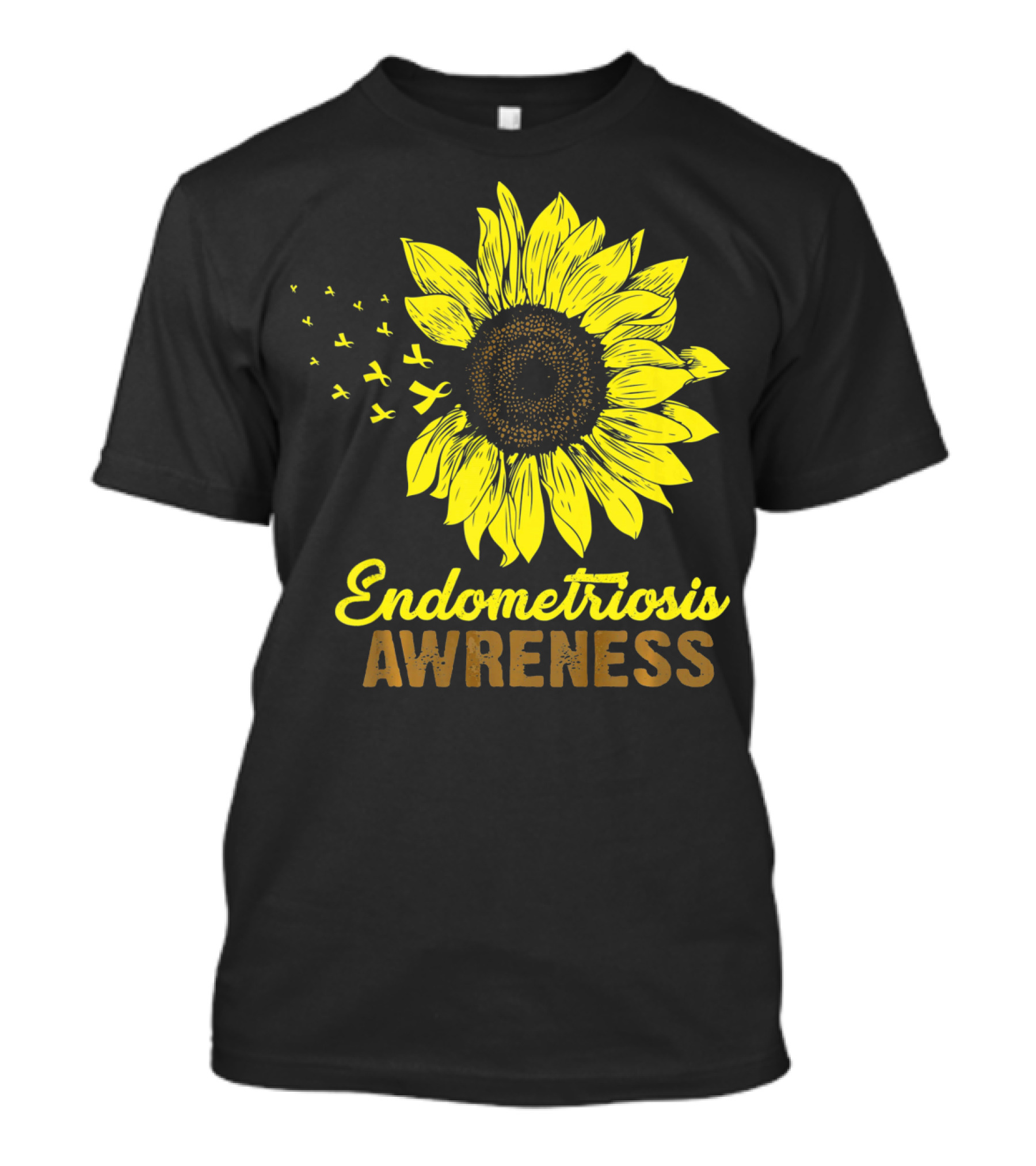 Endometriosis Awareness Yellow Ribbon Sunflower T-Shirt