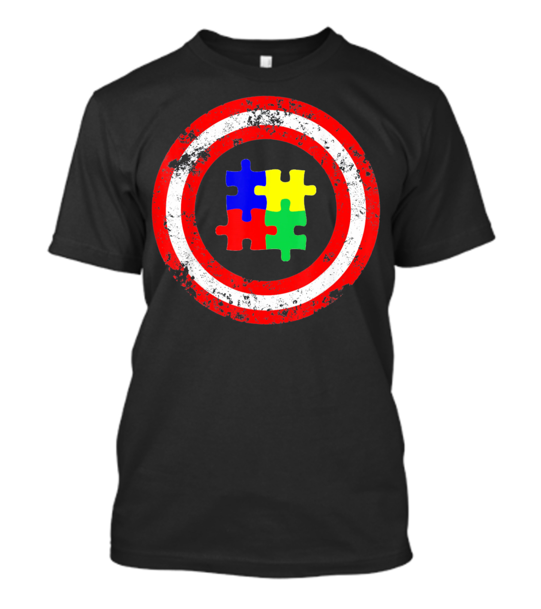 Captain Autism Awareness Shield Puzzle T-Shirt