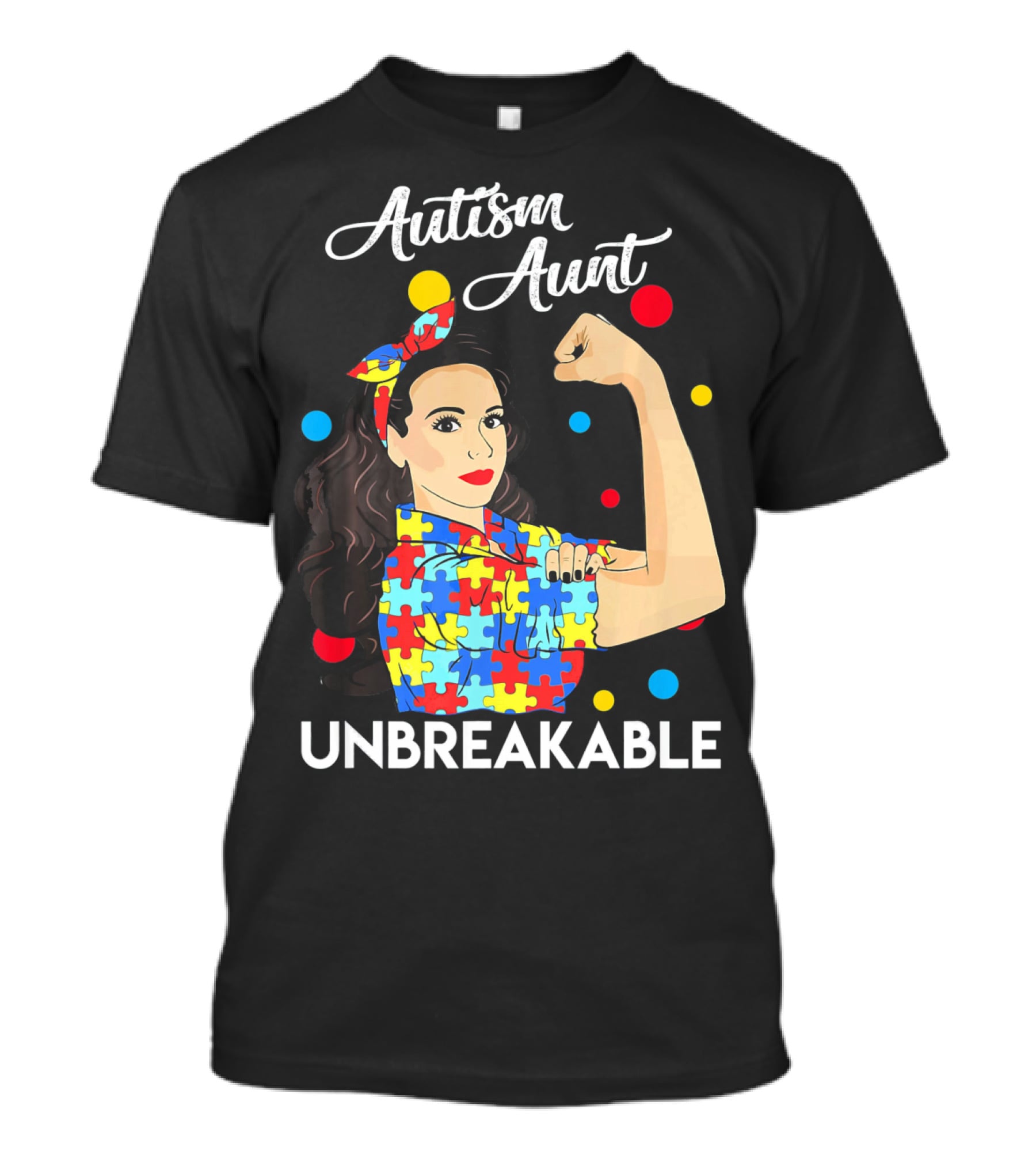Autism Aunt Unbreakable Puzzle Pattern Awareness T-Shirt