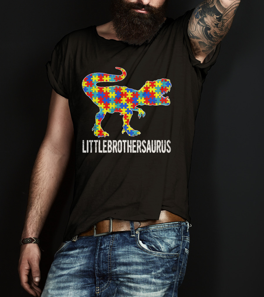 Strong Little Brothersaurus Dinosaur Puzzle T-Shirt