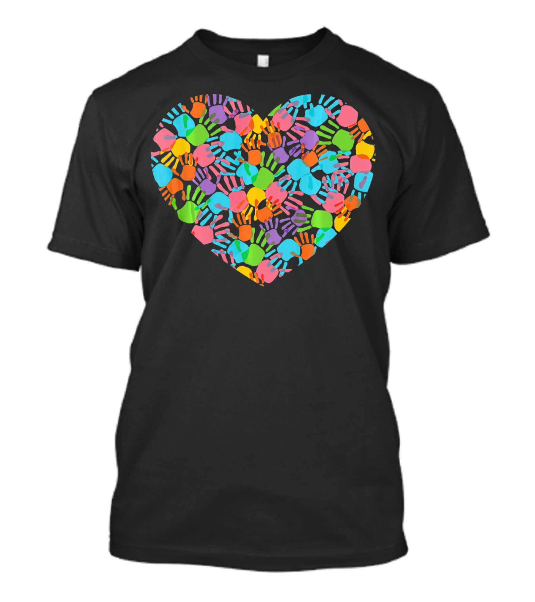 Colorful Handprint Heart Autism Awareness Valentines Day T-Shirt