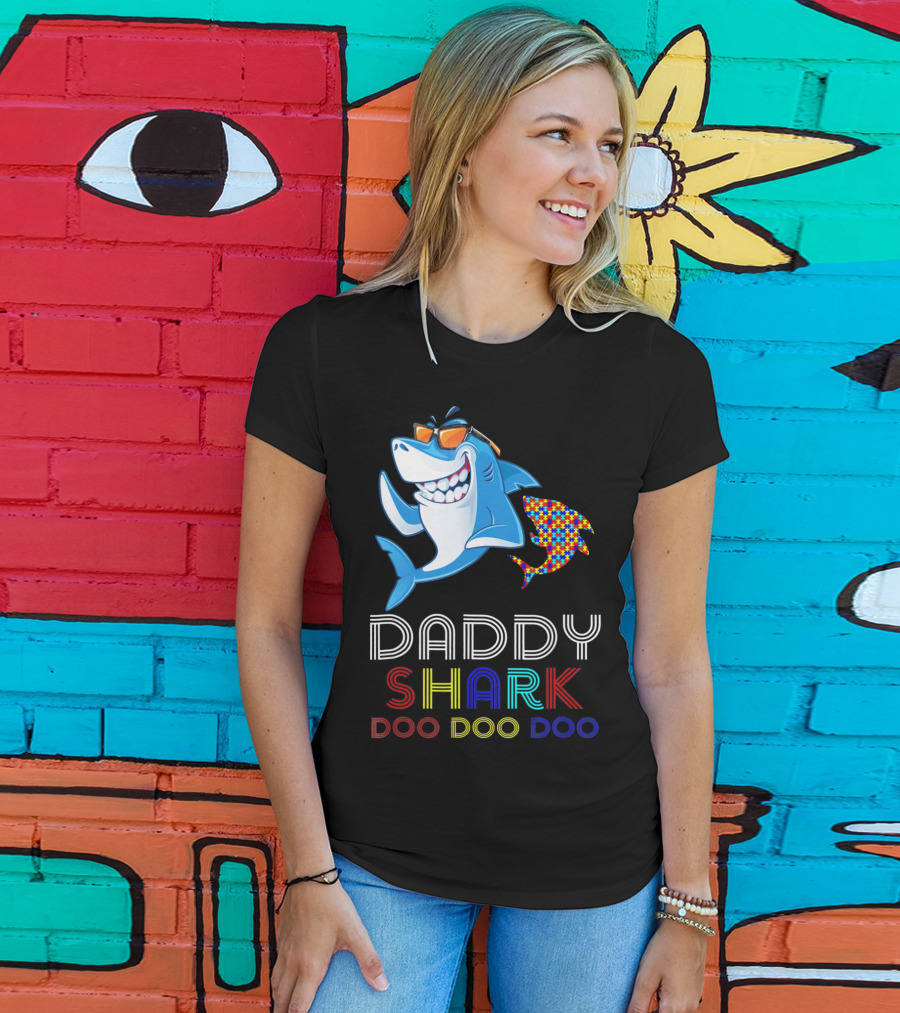 Daddy Shark Doo Doo Autism Awareness T-Shirt