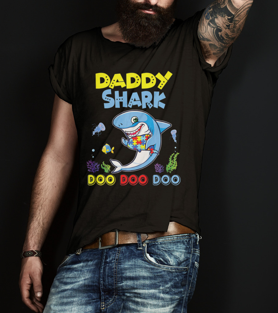 Daddy Shark Autism Doo Doo Doo Awareness T-Shirt