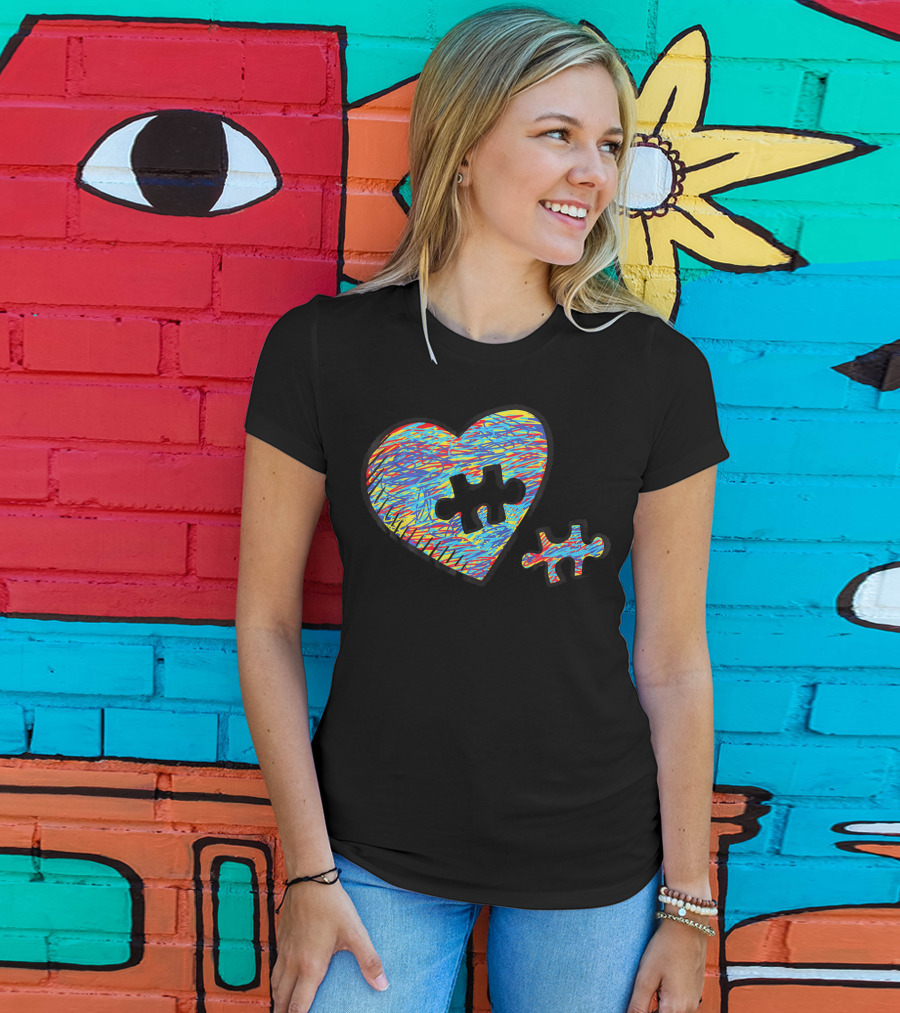 Autism Awareness Superpower Heart Puzzle Piece T-Shirt