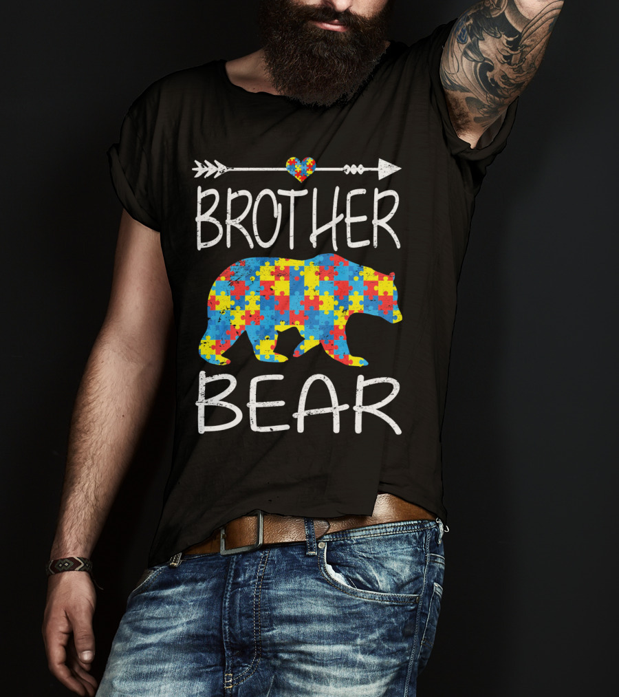 BROTHER BEAR Autism Awareness Arrow Puzzle Heart T-Shirt
