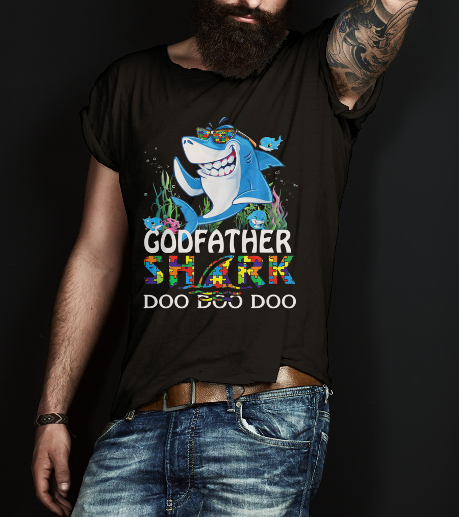 Godfather Shark Doo Doo Doo Autism Awareness T-Shirt