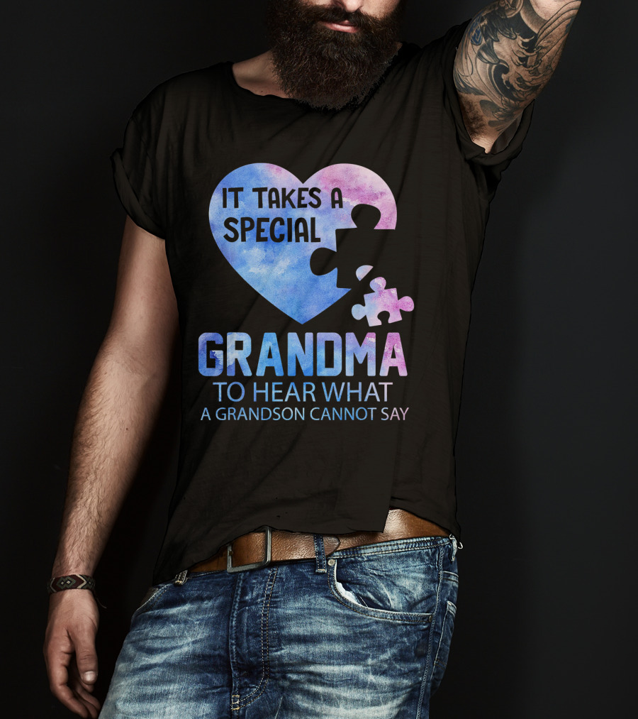 It Takes A Special Grandma To Hear What A Grandson Cannot Say Heart Puzzle Valentine T-Shirt