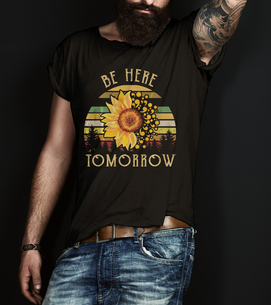 Be Here Tomorrow Sunflower Vintage Stripes T-Shirt
