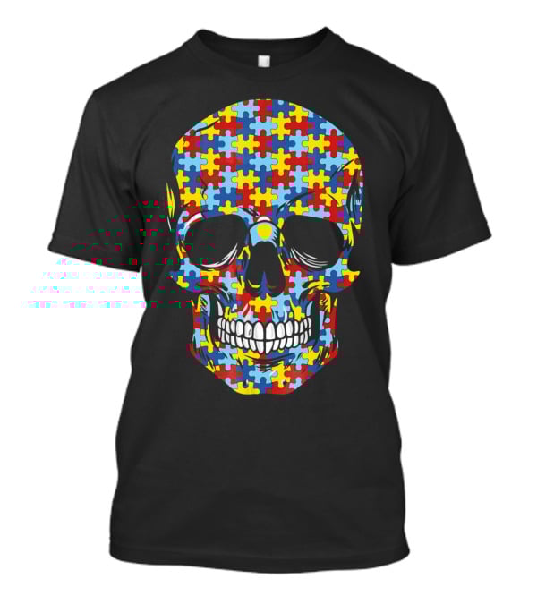 Skull Puzzle Pattern Autism Awareness T-Shirt