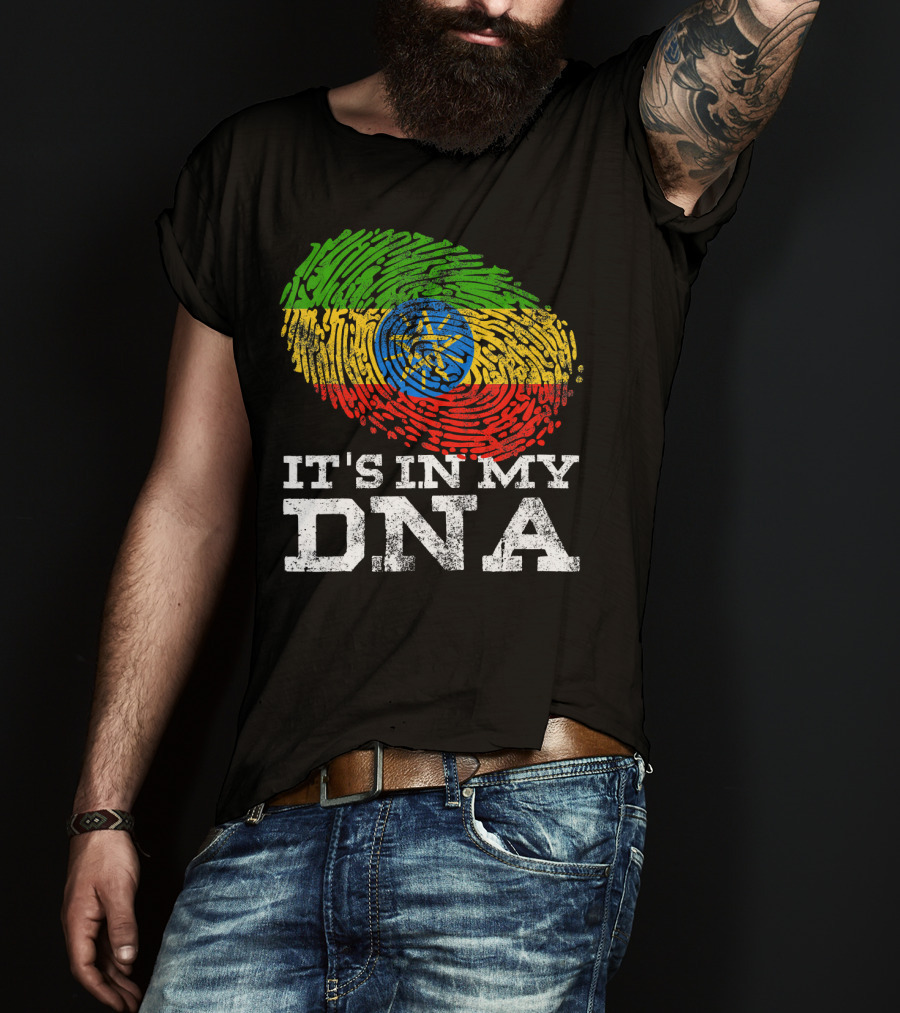 It's In My DNA Ethiopian Flag Fingerprint T-Shirt