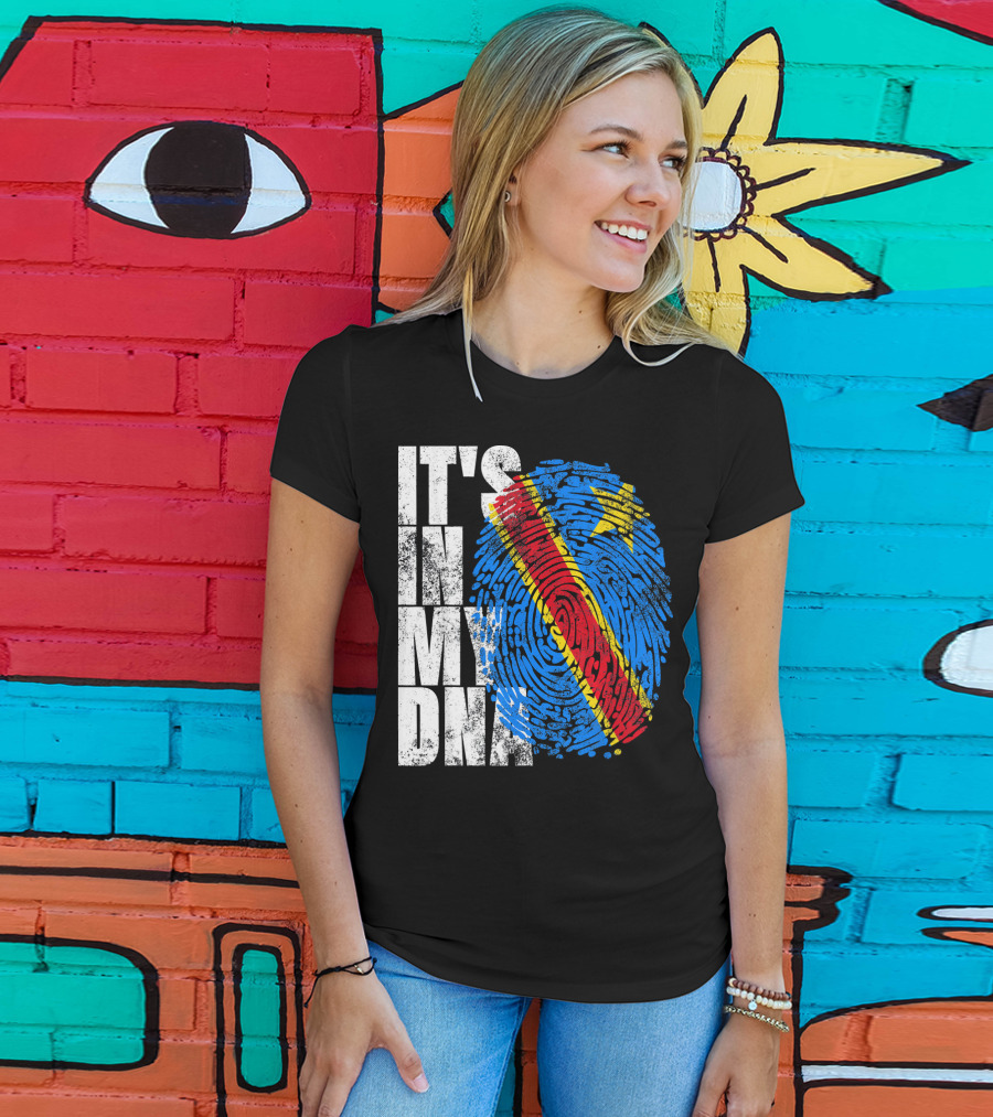 It's In My DNA Congo Flag Fingerprint Afro T-Shirt
