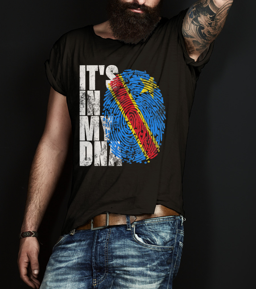 It's In My DNA Congo Flag Fingerprint Afro T-Shirt