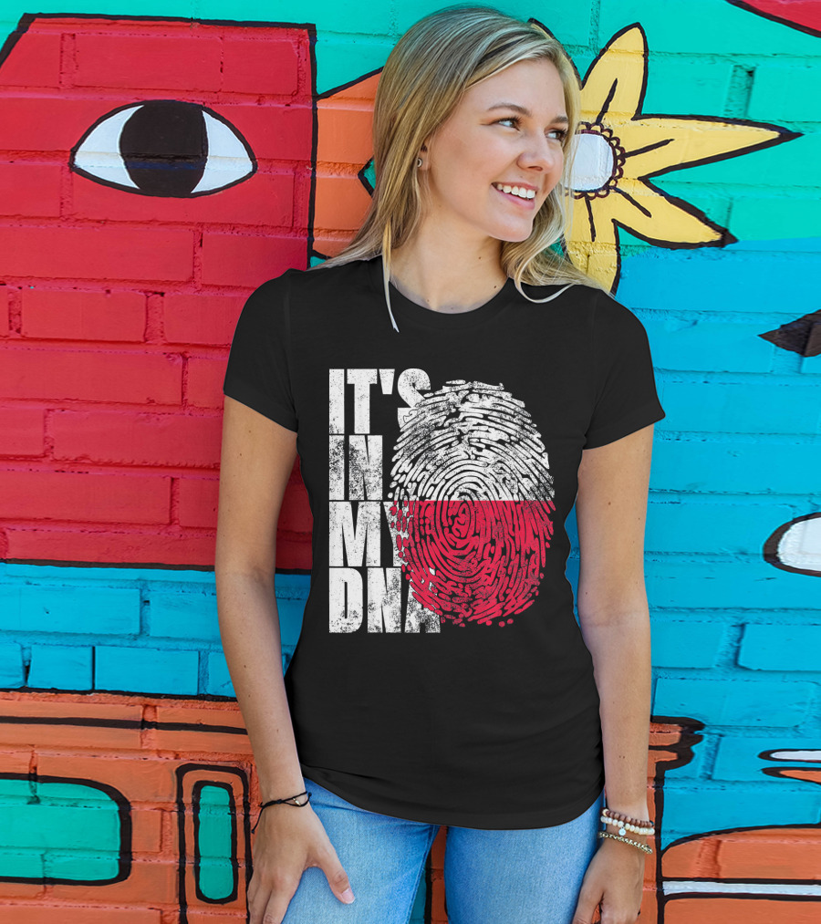 It's In My DNA Polish Polska Flaga Fingerprint T-Shirt