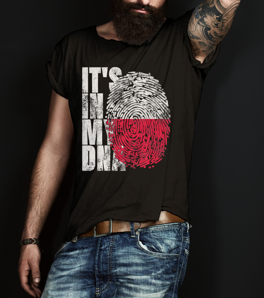 It's In My DNA Polish Polska Flaga Fingerprint T-Shirt