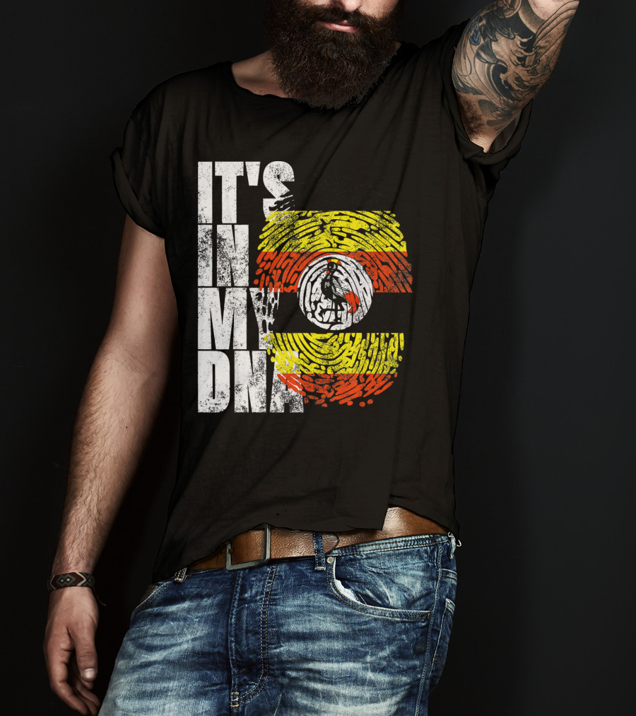 It's In My DNA Uganda African American Flag Fingerprint T-Shirt