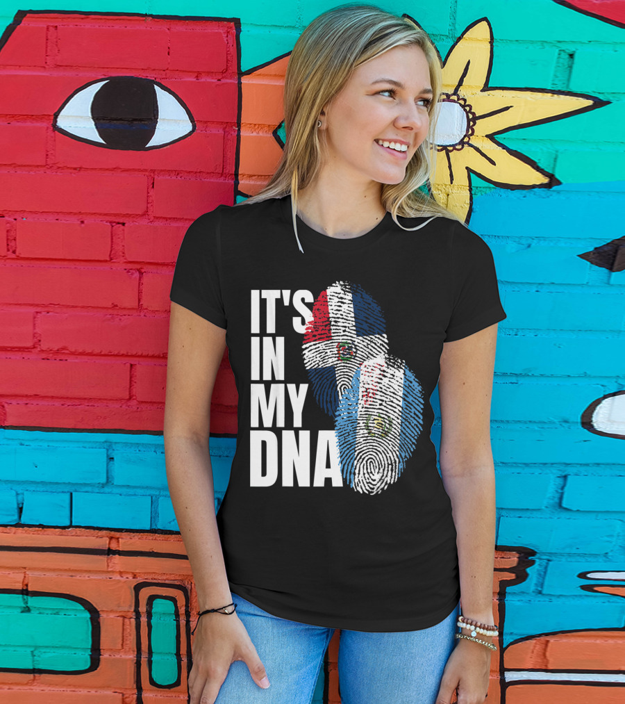 It's In My DNA Guatemalan And Dominican Mix Flag Fingerprints T-Shirt