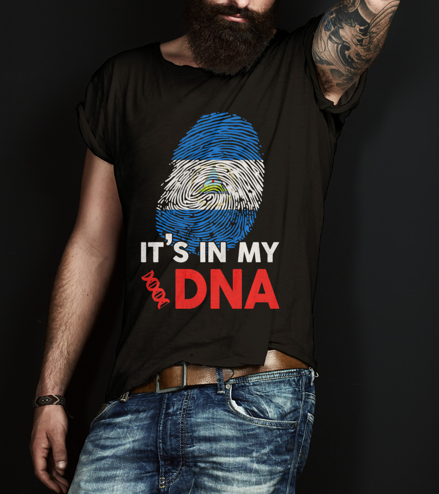 Nicaragua Flag Fingerprint It's In My DNA T-Shirt