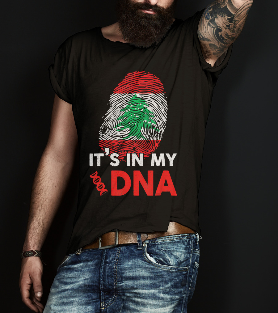 Lebanon It's In My DNA Lebanese Fingerprint Flag T-Shirt