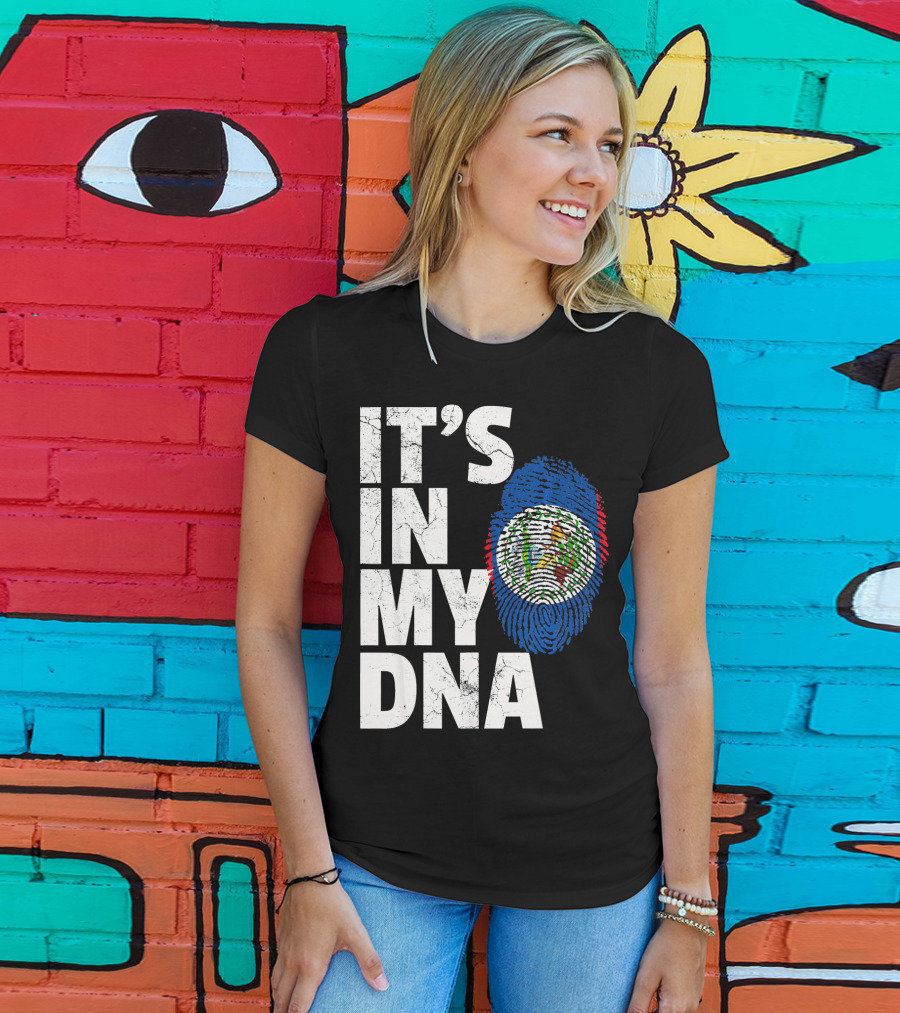 IT'S IN MY DNA Belize Flag Fingerprint T-Shirt
