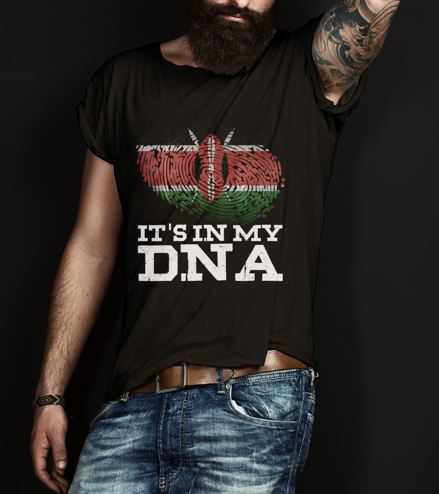 It's In My DNA Kenyan Flag Fingerprint T-Shirt