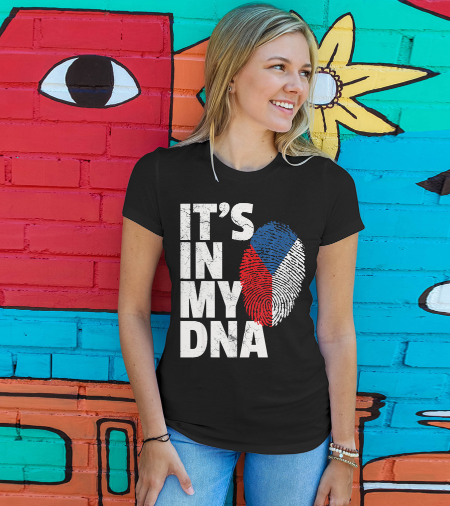 IT'S IN MY DNA Czechia Czech Republic Fingerprint Flag T-Shirt