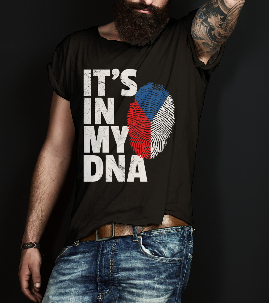 IT'S IN MY DNA Czechia Czech Republic Fingerprint Flag T-Shirt