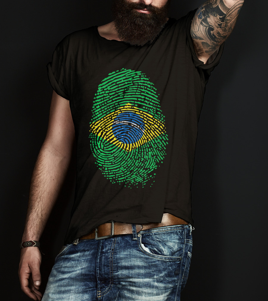 Proud DNA Brasil Flag Thumbprint Brazil T-Shirt