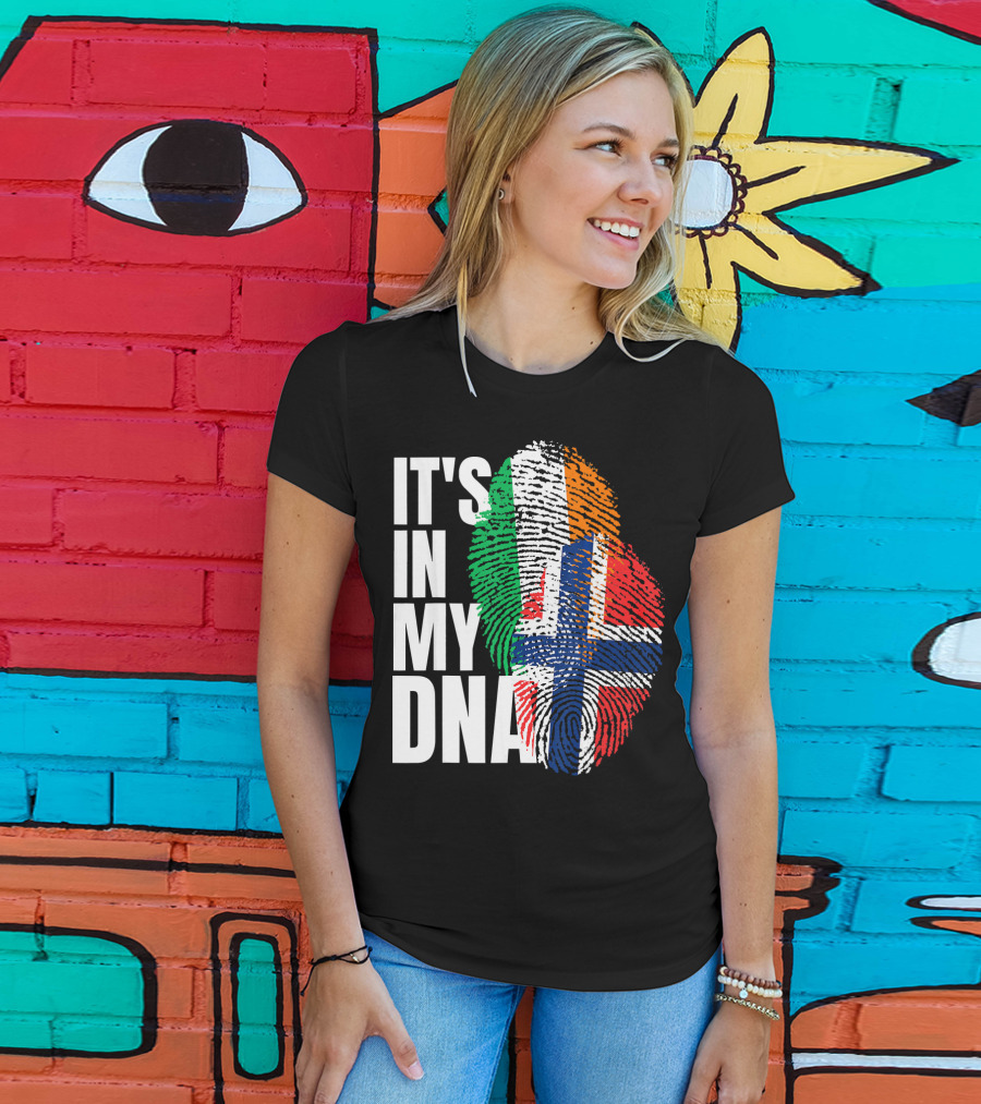 IT'S IN MY DNA Irish Plus Norwegian Mix Heritage Fingerprint T-Shirt