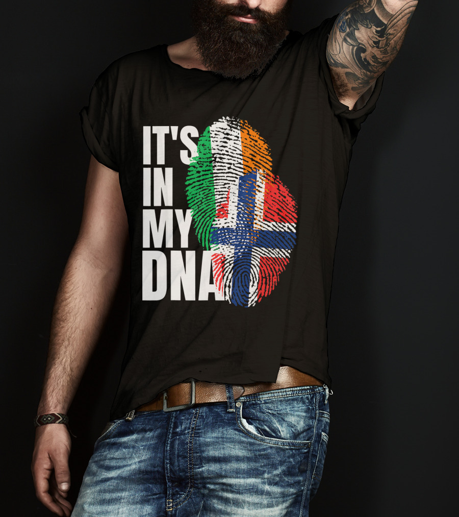 IT'S IN MY DNA Irish Plus Norwegian Mix Heritage Fingerprint T-Shirt