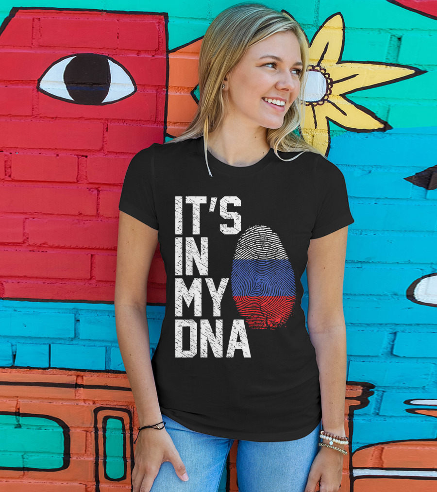 IT'S IN MY DNA Russia Flag Fingerprint T-Shirt