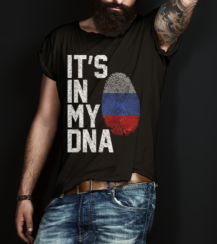 IT'S IN MY DNA Russia Flag Fingerprint T-Shirt