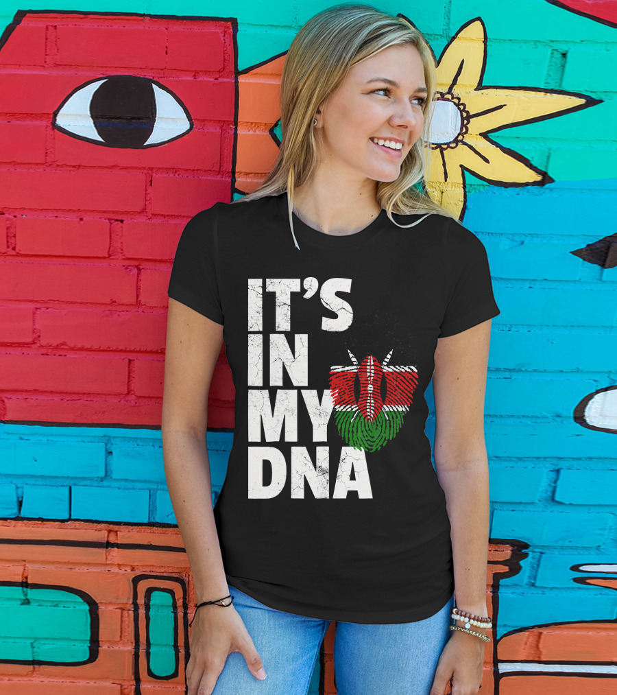 ITS IN MY DNA Kenya Flag Fingerprint T-Shirt