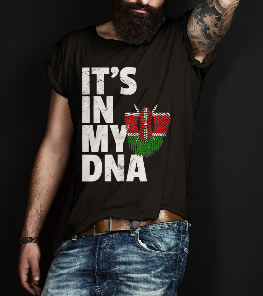 ITS IN MY DNA Kenya Flag Fingerprint T-Shirt