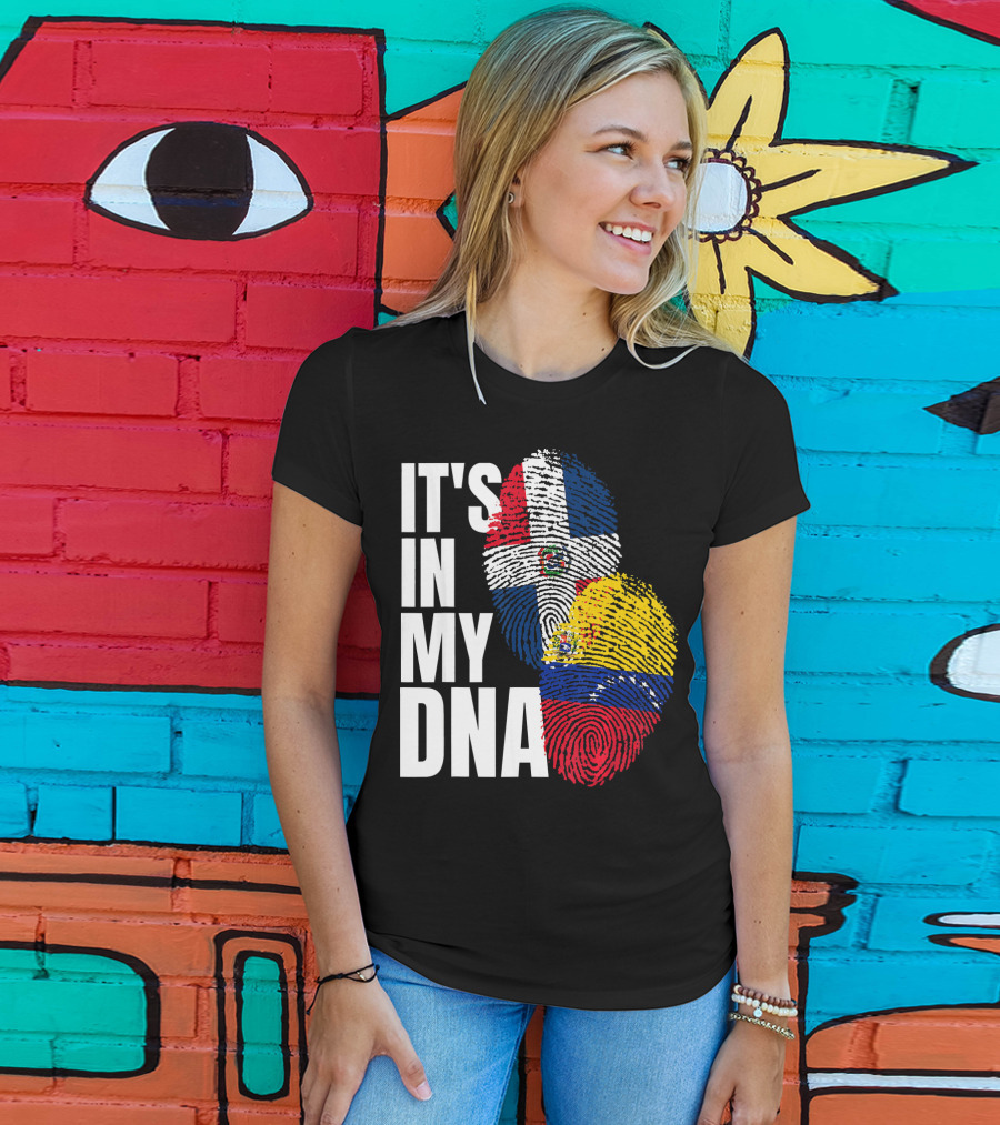 It's In My DNA Dominican Venezuelan Fingerprint Flags T-Shirt