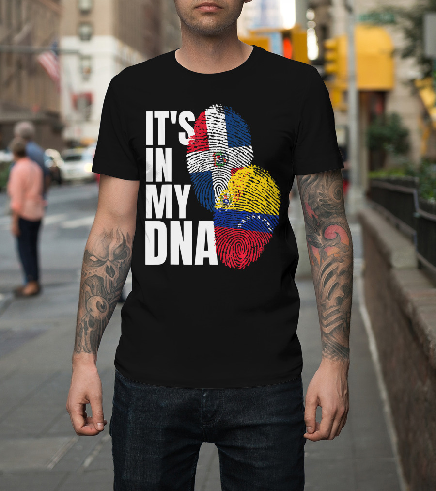 It's In My DNA Dominican Venezuelan Fingerprint Flags T-Shirt