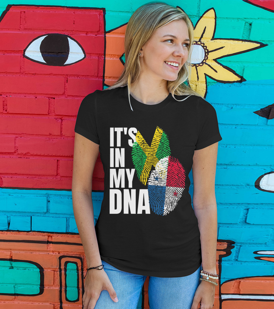 Panamanian And Jamaican Mix It's In My DNA Flag Her T-Shirt